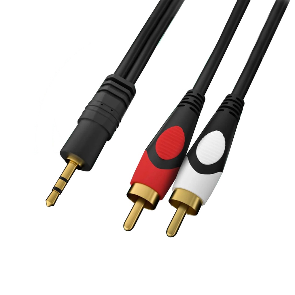 [4233] Buerotika AUX 3.5mm Jack to 2 RCA Audio Cable 3M – Full Copper, Ultra High Transfer Speed (Multiple Lengths) | 52126