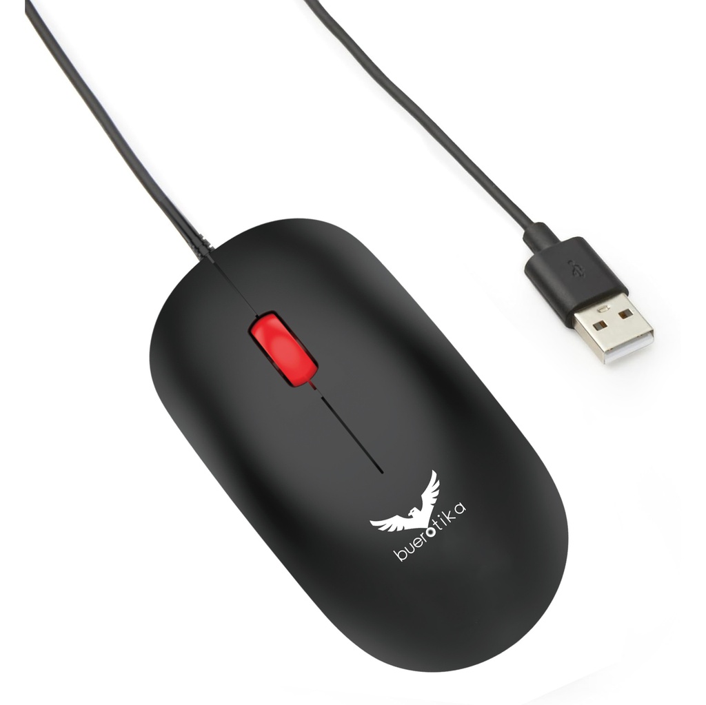 [4148] Buerotika USB Optical Mouse – Silent, 1200 Dpi, Wired | BM102U