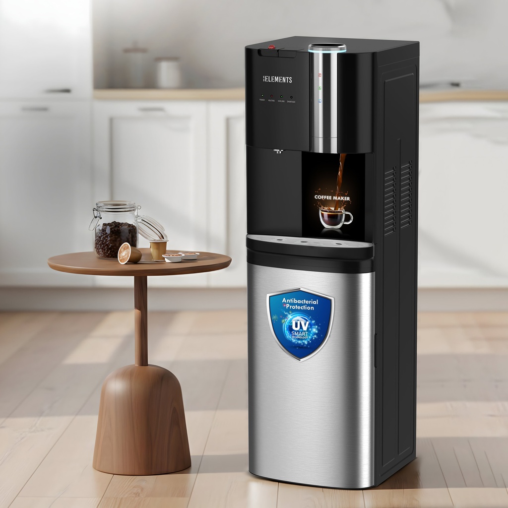 [5103] KB Elements Bottom-Load Water Dispenser with Coffee Maker – Coffee, Hot & Cold – ELW104D-B
